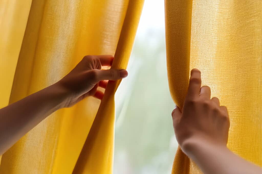 Curtains to go with cellular shades, close up